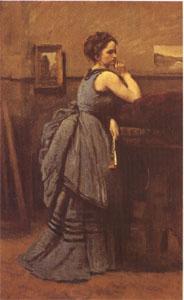 Jean Baptiste Camille  Corot Woman in Blue (mk05) oil painting picture
